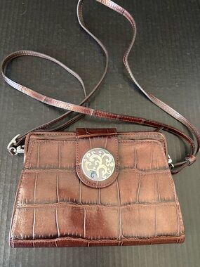 Vintage Brighton Sheba Croc Embossed Petite Mini Organizer Crossbody